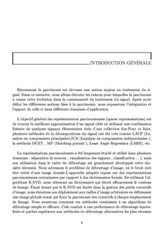 La Décomposition Parcimonieuse pour le débruitage d'images