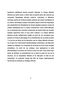 Critique littéraire africaine et poésie sacrée négro-égyptienne