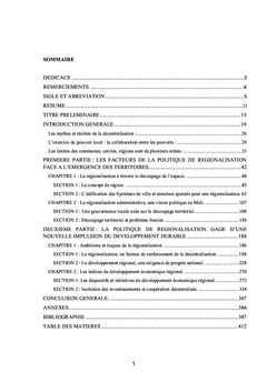 Etude de la politique de régionalisation au Mali