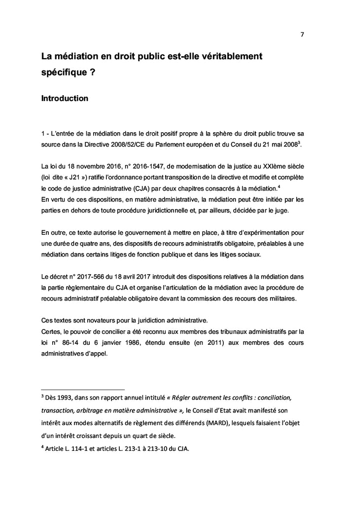 La médiation en droit public