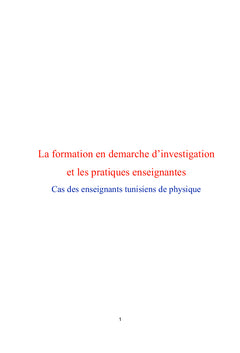La formation en démarche d'investigation et les pratiques enseignantes