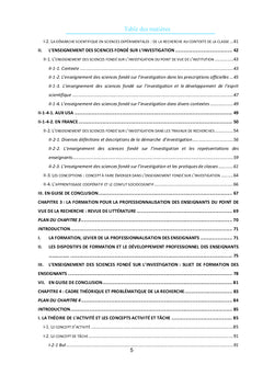 La formation en démarche d'investigation et les pratiques enseignantes