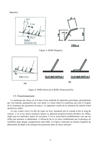 Champ de vitesse et tri de particules d'or dans un sluice artisanal