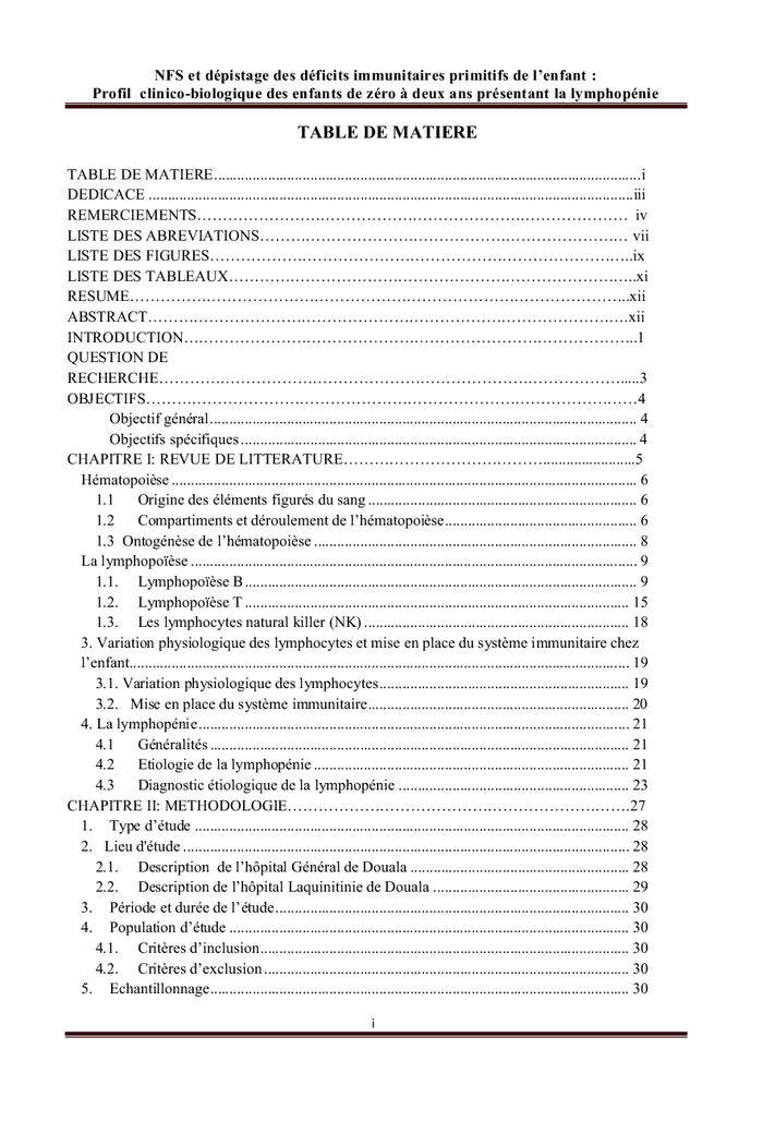 NFS et dépistage des déficits immunitaires primitifs de l'enfant