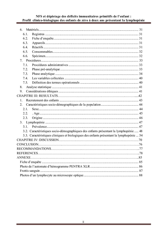 NFS et dépistage des déficits immunitaires primitifs de l'enfant