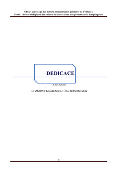 NFS et dépistage des déficits immunitaires primitifs de l'enfant