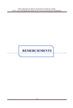 NFS et dépistage des déficits immunitaires primitifs de l'enfant