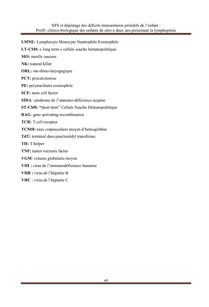 NFS et dépistage des déficits immunitaires primitifs de l'enfant