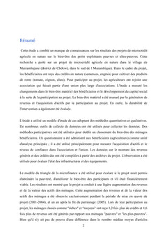 Projets de microcrédit agricole pour la réduction de la pauvreté