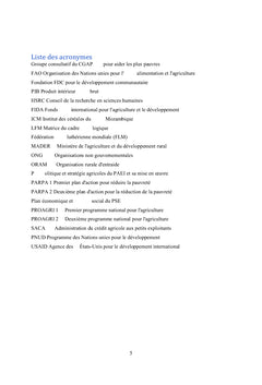 Projets de microcrédit agricole pour la réduction de la pauvreté