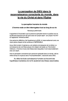 La perception de DIEU dans la reconnaissance de la réalité