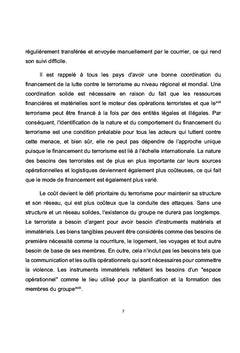 L'émergence des menaces de financement du terrorisme