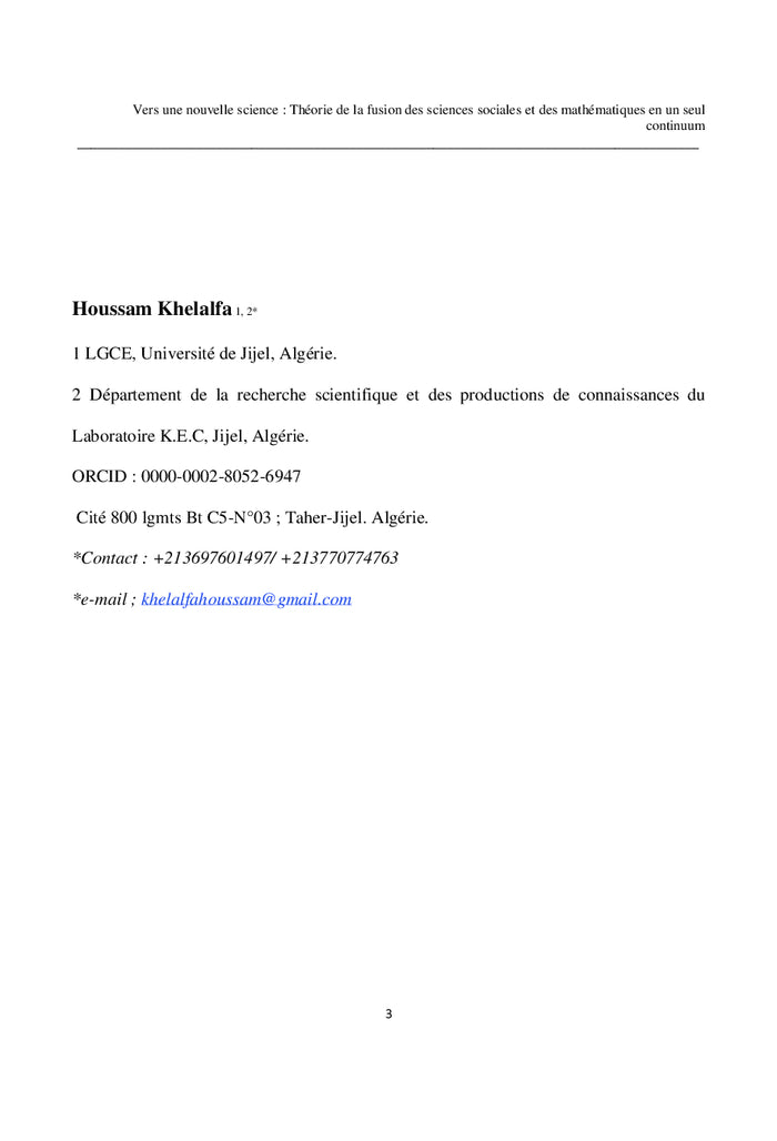 Vers une nouvelle science