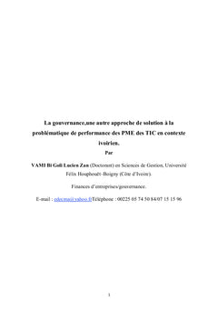 La gouvernance des PME de l'innovation technologique en Afrique