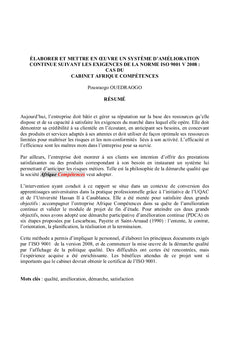 Elaborer et mettre en oeuvre un système d'amélioration continue