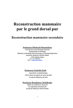 Reconstruction Mammaire par le Grand Dorsal Pur