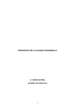 Pertinence de la logique informelle
