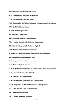 Usage des pesticides et risques liés à la santé et à l'environnement