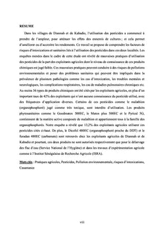 Usage des pesticides et risques liés à la santé et à l'environnement