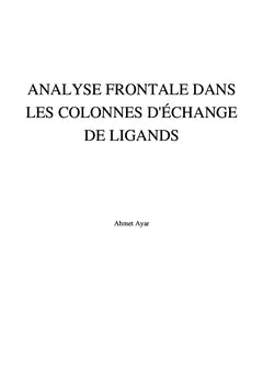 L'analyse frontale dans les colonnes d'échange