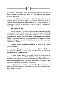La cour pénale internationale face à l'Afrique :