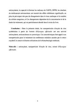 Évaluation des propriétés anticancéreuses des NP de l'oxyde de zinc