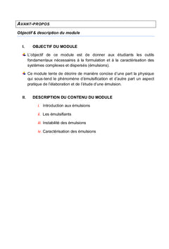 Physico-chimie et formulation des émulsions