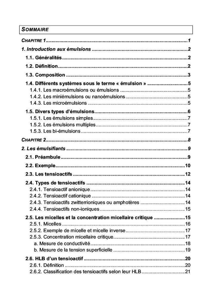 Physico-chimie et formulation des émulsions