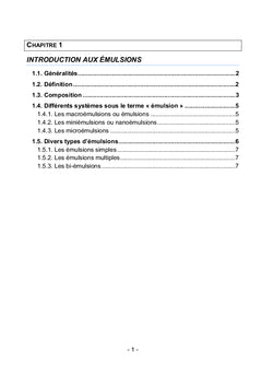Physico-chimie et formulation des émulsions