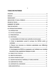 Problematique de l'appui à la reinsertion socio-economique