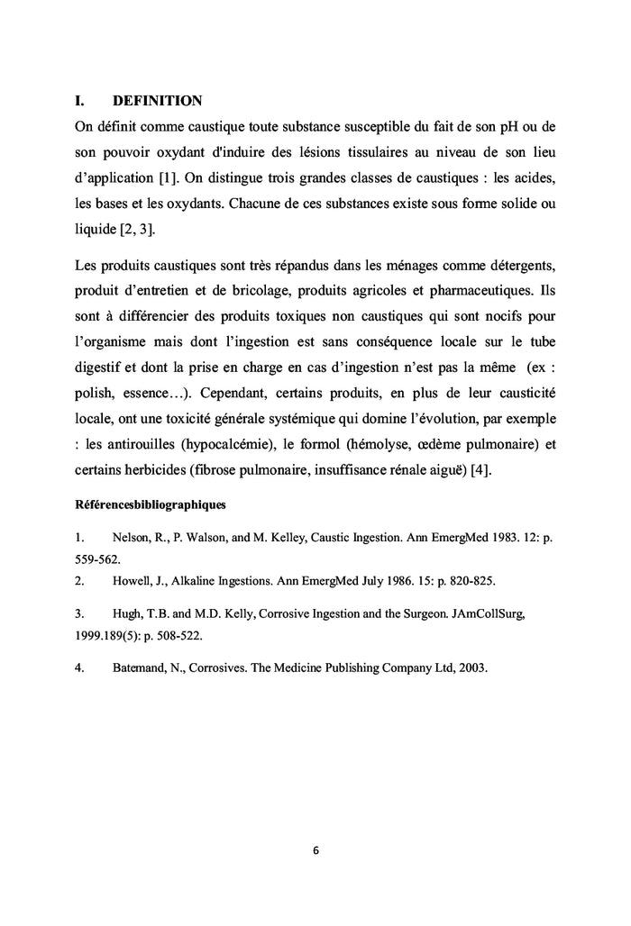 L'oesophagite caustique chez l'enfant