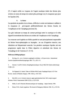 L'oesophagite caustique chez l'enfant