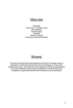 Développement du travail d'assistante sociale en périnatalité