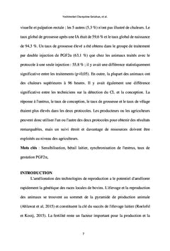 Évaluation de deux protocoles de synchronisation de l'Estrus chez les bovins laitiers