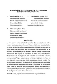 Autonomisation des capacités locales et moyens de subsistance en rural