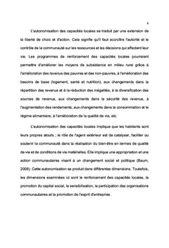 Autonomisation des capacités locales et moyens de subsistance en rural