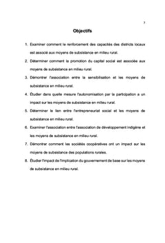 Autonomisation des capacités locales et moyens de subsistance en rural
