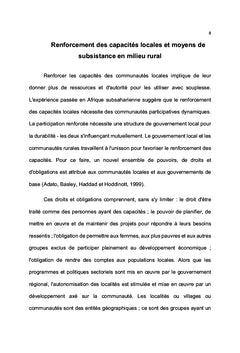 Autonomisation des capacités locales et moyens de subsistance en rural