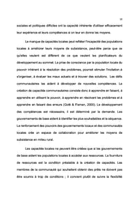 Autonomisation des capacités locales et moyens de subsistance en rural