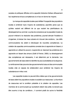 Autonomisation des capacités locales et moyens de subsistance en rural