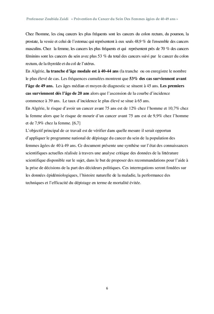 Prévention du cancer du sein des femmes âgées de 40-49 ans