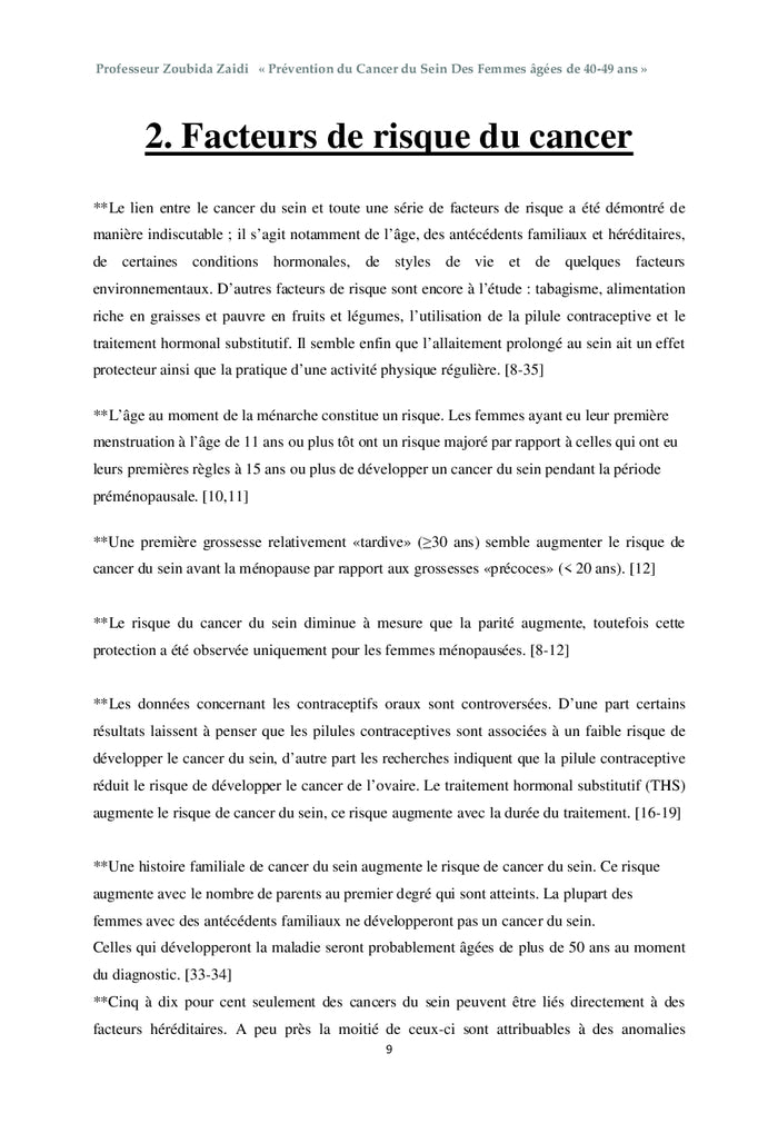 Prévention du cancer du sein des femmes âgées de 40-49 ans