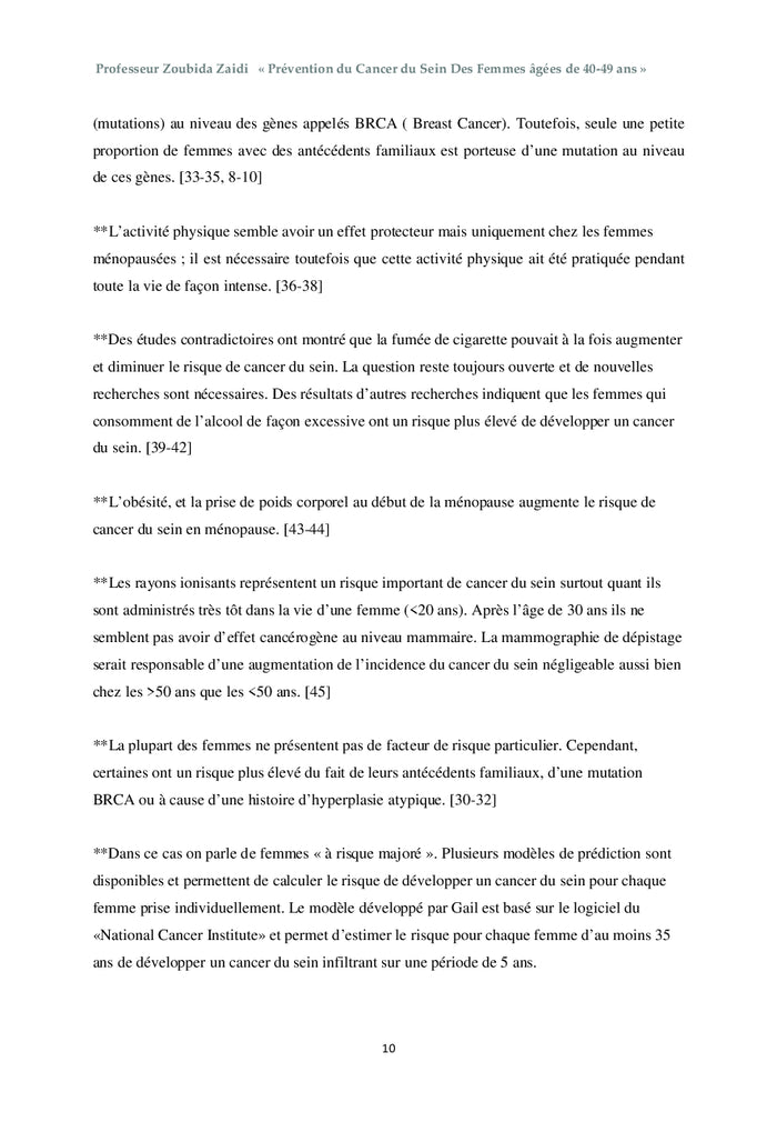 Prévention du cancer du sein des femmes âgées de 40-49 ans
