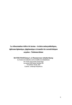 Réincarnation réelle - Archaebactéries endosymbiotiques