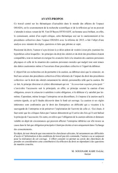 Le cautionnement et les procédures collectives dans l'espace OHADA