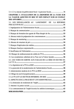 EVALUATION DE LA REFORME DE LA TVA EN RDC ET SON IMPACT SUR LE CLIMAT DES AFFAIRES