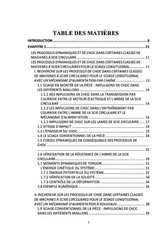 Processus dynamiques et de choc des machines à bois