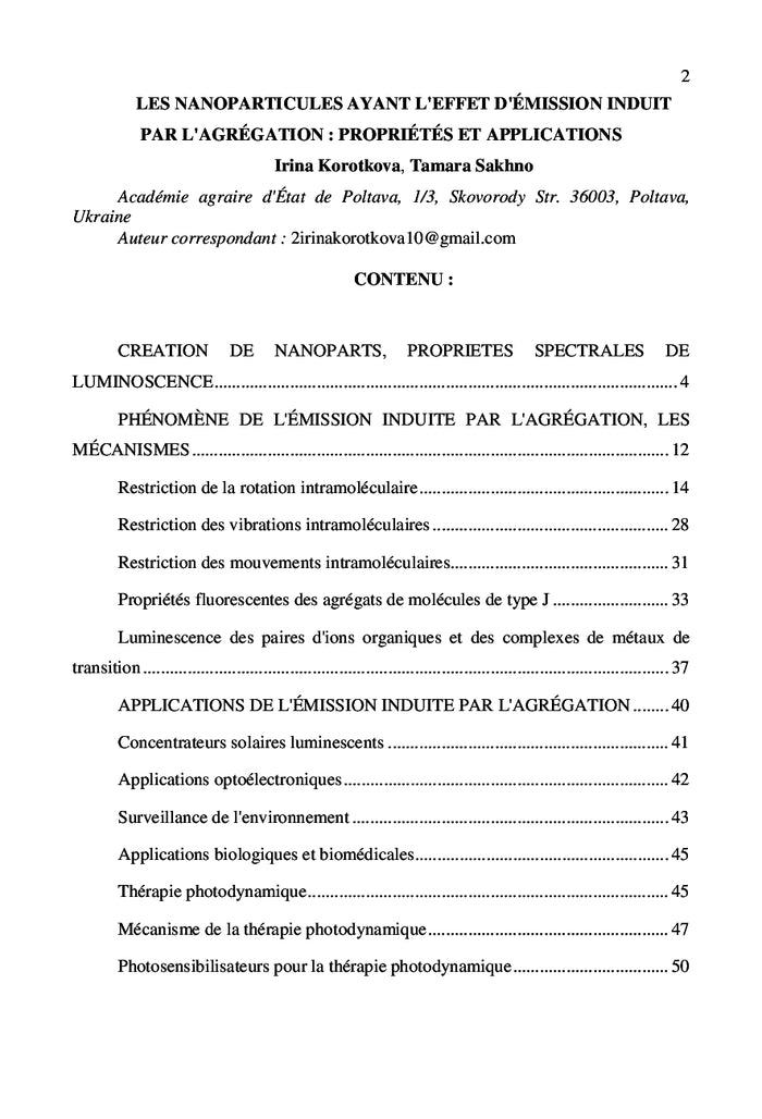 Nanoparticules avec l'agrégation induite
