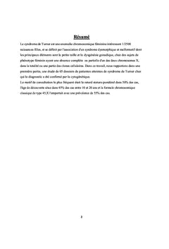 Cytogénétique du Syndrome de Turner