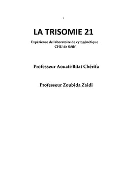 Trisomie 21: Expérience du Laboratoire de Cytogénétique CHU de Sétif